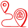 A solid red background with two faint, slightly darker red map pin icons in the upper left and lower right corners, subtly hinting at local movers like Brightside Moving Group.